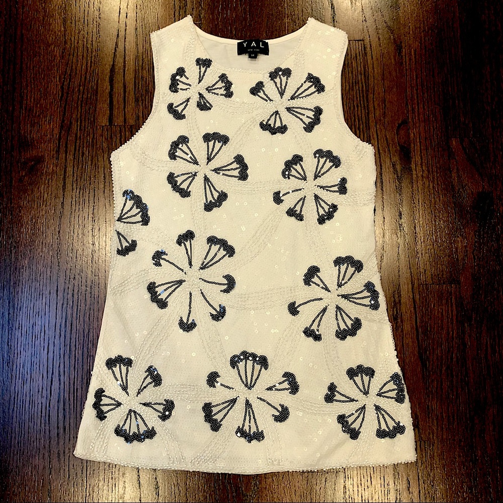 Flowered sequin top.